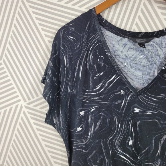 Simply Vera Wang Party Dress Large Elastic Stretch Waist Black Swirl Smoke Print - Picture 3 of 8